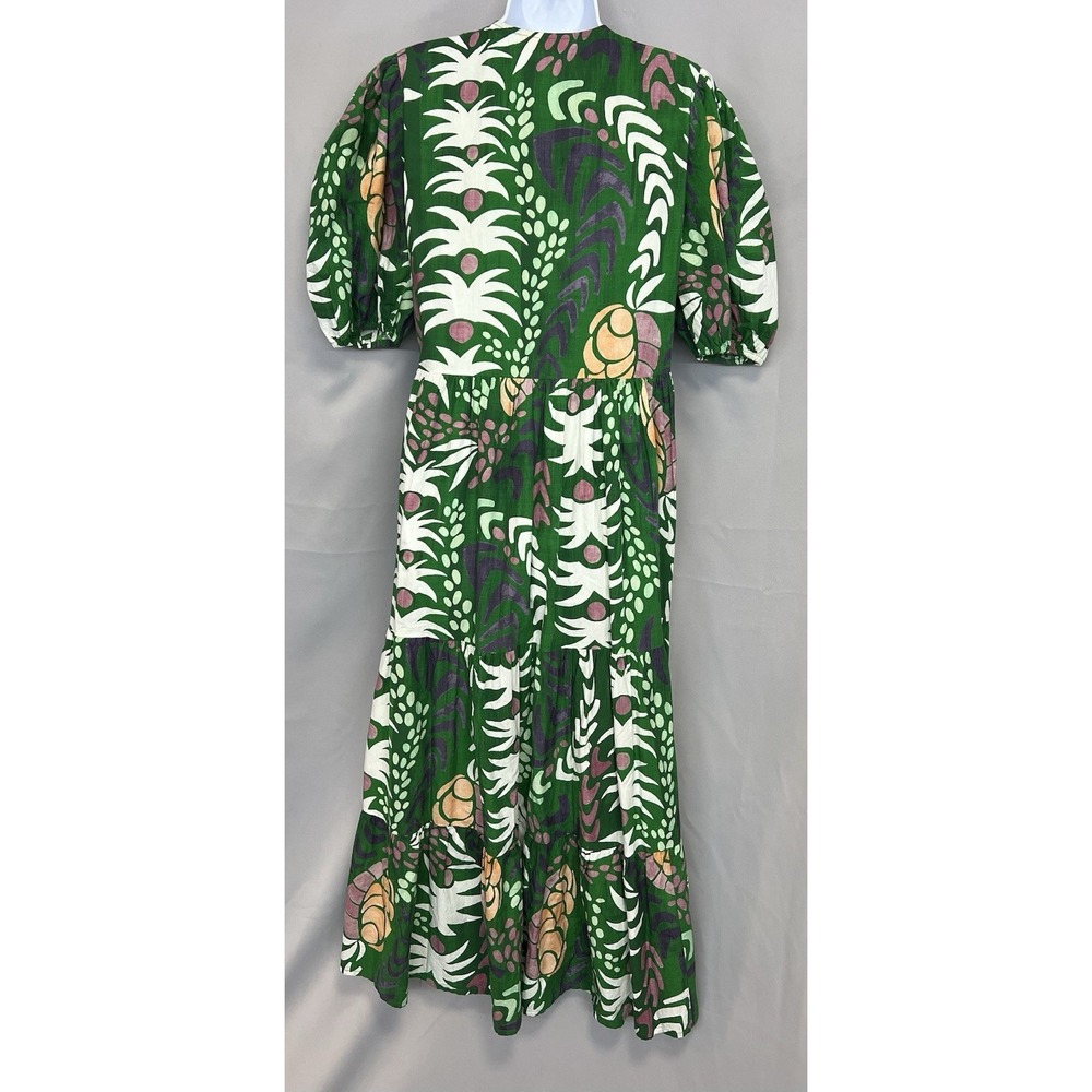 Oliphant Women's Puff Sleeve Maxi V-Neck, Grenadine Green Sz Small - Picture 4 of 11